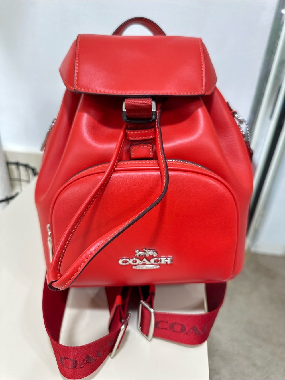 Coach Pace Small Backpack Miami Red with side zipper pocket-Like New ♥️ - Picture 3 of 11
